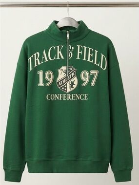 Track & Field Green Quarter-Zip Sweater